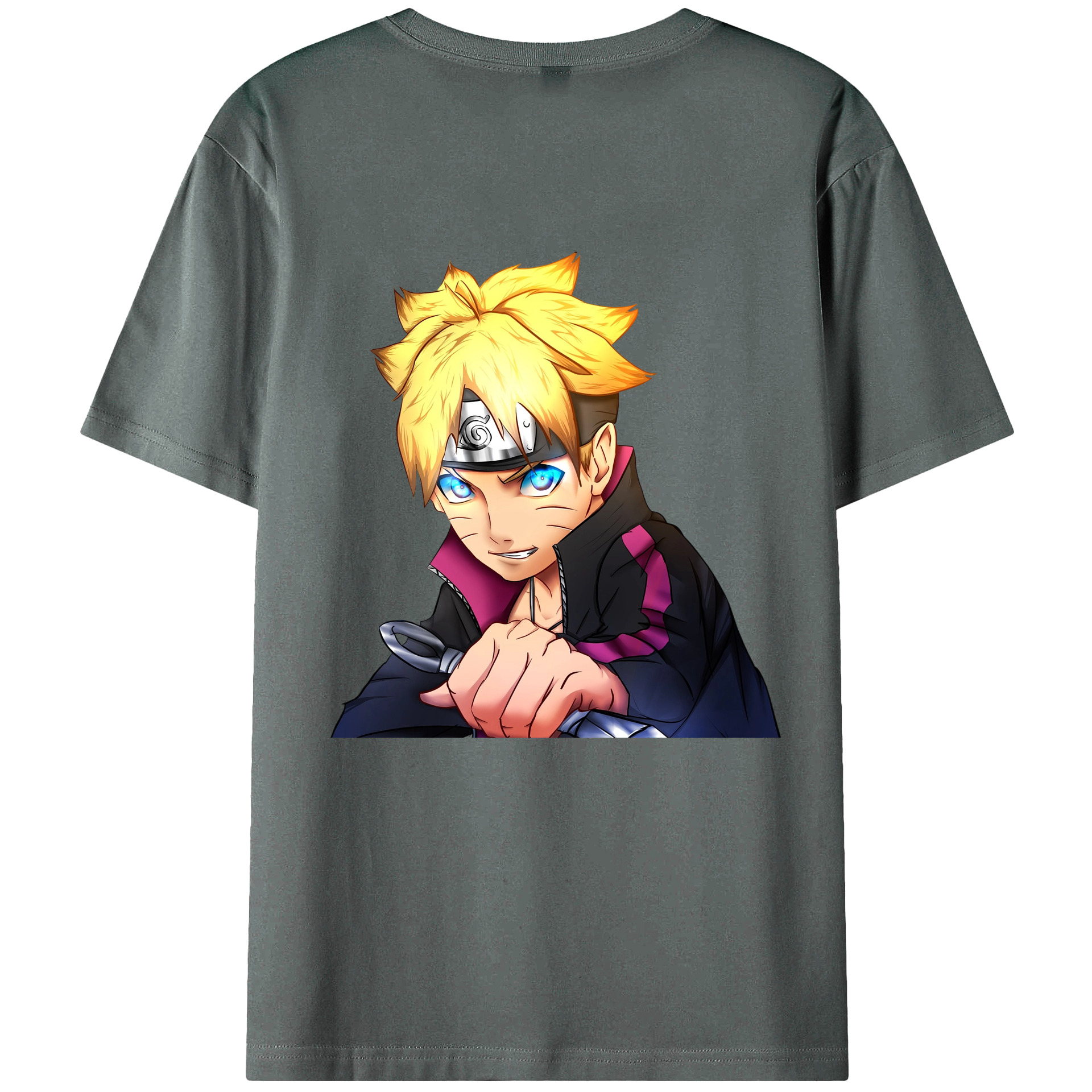 （画像用） NARUTO -ナルト- うずまき ボルト Uzumaki Boruto 綿100％ メンズ半袖Tシャツ（バックプリント） 通気性